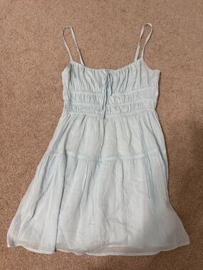 Pastel Blue/Green Spaghetti Strap Smocked Sundress